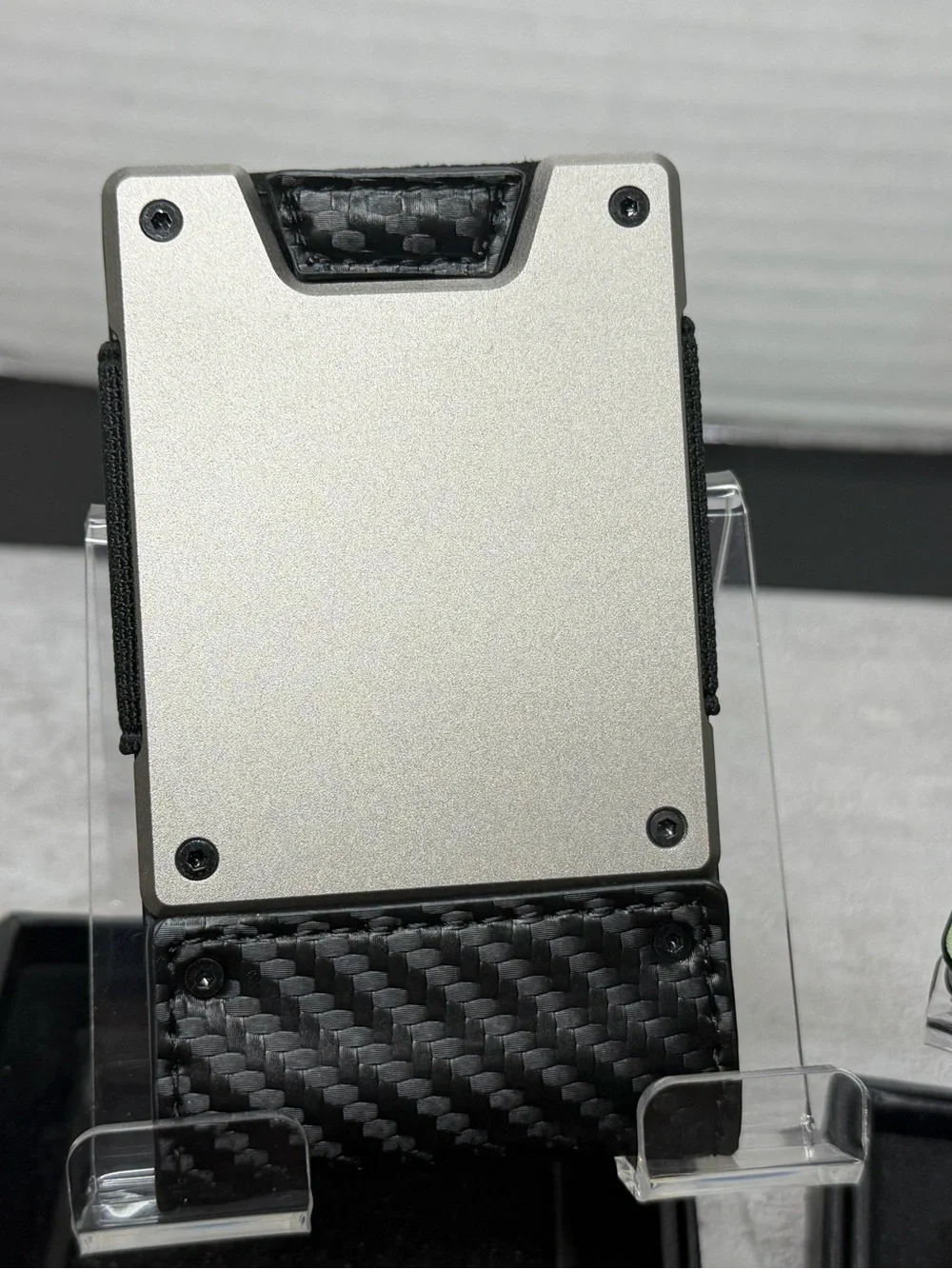 MENS WALLET METAL CARD HOLDER CASH STRAP MINIMALIST PULL TAB WALLET w/KEYCASE